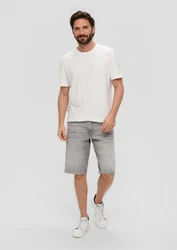 s.Oliver Stoffhose Jeans-Shorts Regular Fit Mid Rise Straight Leg Grau/Weiß/Creme