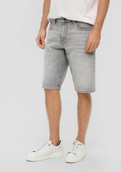 s.Oliver Stoffhose Jeans-Shorts Regular Fit Mid Rise Straight Leg Grau/Weiß/Creme