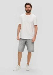 s.Oliver Stoffhose Jeans-Shorts Regular Fit Mid Rise Straight Leg Grau/Weiß/Creme
