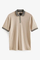 Next Polohemd mit elegantem Kragen Braun/Khaki/Beige