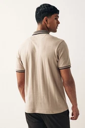 Next Polohemd mit elegantem Kragen Braun/Khaki/Beige