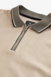Next Polohemd mit elegantem Kragen Braun/Khaki/Beige