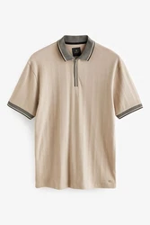 Next Polohemd mit elegantem Kragen Braun/Khaki/Beige