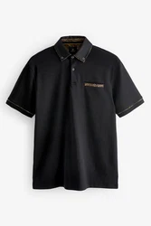Next Polohemd mit elegantem Kragen Schwarz/Dunkelblau/Grau