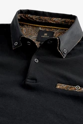 Next Polohemd mit elegantem Kragen Schwarz/Dunkelblau/Grau