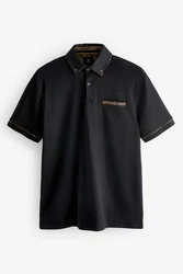 Next Polohemd mit elegantem Kragen Schwarz/Dunkelblau/Grau
