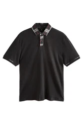 Next Polohemd mit elegantem Kragen Schwarz/Beige