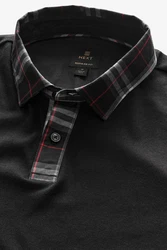 Next Polohemd mit elegantem Kragen Schwarz/Beige
