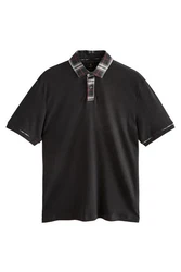 Next Polohemd mit elegantem Kragen Schwarz/Beige