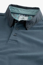 Next Polohemd mit elegantem Kragen Grau/Blau/Hellblau/Türkis