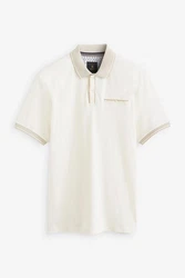 Next Polohemd mit elegantem Kragen Weiß/Creme/Khaki/Beige