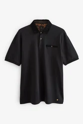 Next Polohemd mit elegantem Kragen Schwarz/Grau