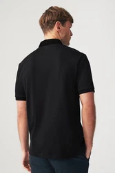 Next Polohemd mit elegantem Kragen Schwarz/Grau