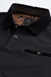 Next Polohemd mit elegantem Kragen Schwarz/Grau