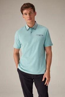 Next Polohemd mit elegantem Kragen Grün/Blau/Türkis