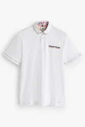 Next Polohemd mit elegantem Kragen Weiß/Gelb/Bordeaux/Beige