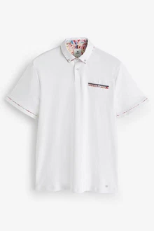 Next Polohemd mit elegantem Kragen Weiß/Gelb/Bordeaux/Beige