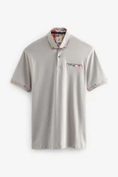 Next Polohemd mit elegantem Kragen Grau/Khaki/Braun/Beige