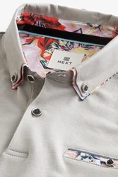Next Polohemd mit elegantem Kragen Grau/Khaki/Braun/Beige