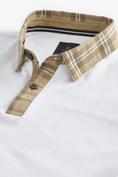 Next Polohemd mit elegantem Kragen Weiß/Dunkelblau/Creme/Gelb/Gold