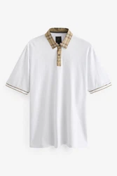 Next Polohemd mit elegantem Kragen Weiß/Dunkelblau/Creme/Gelb/Gold