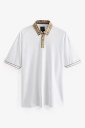 Next Polohemd mit elegantem Kragen Weiß/Dunkelblau/Creme/Gelb/Gold