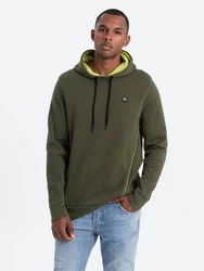 OMBRE Kapuzensweatshirt mit Reißverschlusstasche Dunkelgrün/Khaki