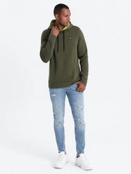 OMBRE Kapuzensweatshirt mit Reißverschlusstasche Dunkelgrün/Khaki