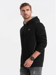 OMBRE Kapuzensweatshirt mit Reißverschlusstasche Schwarz/Grau/Dunkelgrau/Hellblau