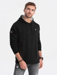 OMBRE Kapuzensweatshirt mit Reißverschlusstasche Schwarz/Grau/Dunkelgrau/Hellblau