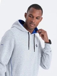 OMBRE Kapuzensweatshirt mit Reißverschlusstasche Blau/Grau/Hellblau