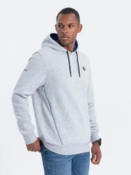 OMBRE Kapuzensweatshirt mit Reißverschlusstasche Blau/Grau/Hellblau