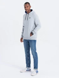 OMBRE Kapuzensweatshirt mit Reißverschlusstasche Blau/Grau/Hellblau