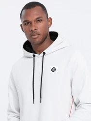 OMBRE Kapuzensweatshirt mit Reißverschlusstasche Weiß/Schwarz/Creme