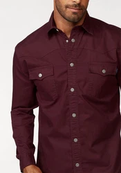 Arizona Langarmhemd Western-Stil Dunkelrot/Bordeaux