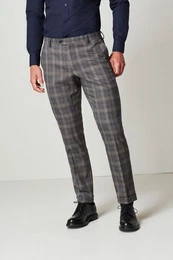 Anzughose Karierter Anzug mit Besatz: Slim Fit Hose (1-tlg)