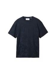 TOM TAILOR T-Shirt Jacquard Dunkelblau/Blau