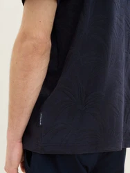TOM TAILOR T-Shirt Jacquard Dunkelblau/Blau