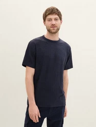 TOM TAILOR T-Shirt Jacquard Dunkelblau/Blau