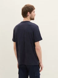 TOM TAILOR T-Shirt Jacquard Dunkelblau/Blau
