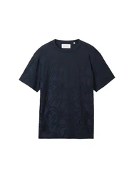 TOM TAILOR T-Shirt Jacquard Dunkelblau/Blau