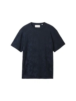 TOM TAILOR T-Shirt Jacquard Dunkelblau/Blau