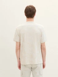 TOM TAILOR T-Shirt Jacquard Khaki/Weiß/Beige