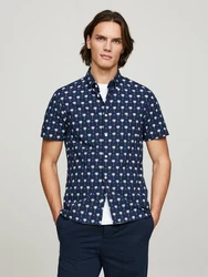 Tommy Hilfiger Kurzarmhemd MINI PALM PRINT SF SHIRT desert sky/multi
