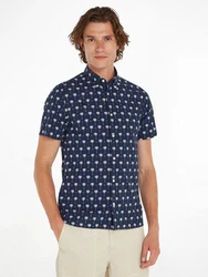 Tommy Hilfiger Kurzarmhemd MINI PALM PRINT SF SHIRT desert sky/multi