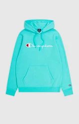 Champion Herren Hoodie Sweatshirt Pullover Logo Kapuze Einfarbig Türkis/Grün