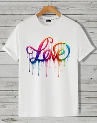 RMK T-Shirt Herren Shirt kurzarm Rundhals Basic Liebe Print Mischfarben/Silber/Weiß