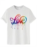 RMK T-Shirt Herren Shirt kurzarm Rundhals Basic Liebe Print Mischfarben/Silber/Weiß