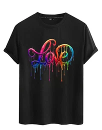 T-Shirt Herren Shirt kurzarm Rundhals Basic Liebe mit Love Print aus 100% Baumwolle