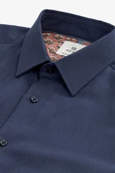 Next Businesshemd Regular Fit Kurzarmhemd Struktur-Leinenmix Blau/Hellblau/Dunkelblau